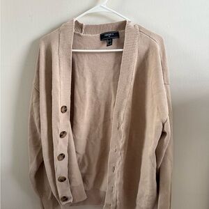 Forever 21 Cream Beige Button-Front Women's or Men’s Cardigan Sweater